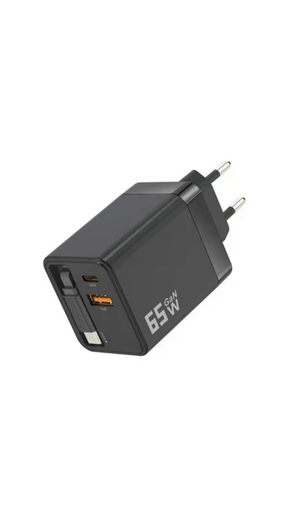 🔥80W Snabbladdare med Infällbar 80 cm Type-C-kabel