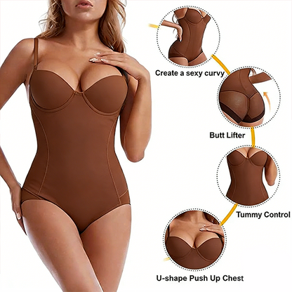 Shapewear-Bodysuit med Behå – Rynkad, Smalande & Justerbar Midja – Smid Passform & Komfort ✨