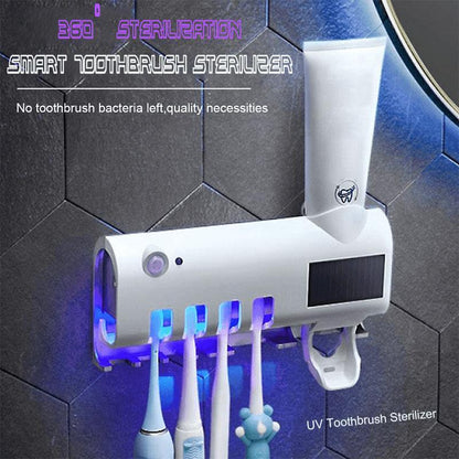 🧴 Trådlös smart tandborstehållare – 360° UV, borrfri, solcell & multifunktionell – perfekt för badrummet 🏠