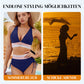 💥Bikinset med hög midja, magkontroll och färgblocksdesign👙