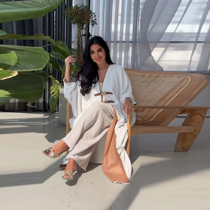 Långärmad klänning med V-hals