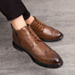 Snörning och snidade Wingtip Brogue-stövlar för män