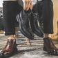 Snörning och snidade Wingtip Brogue-stövlar för män