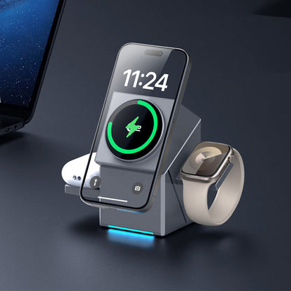 🔥⏰ Julens specialerbjudanden 🔥📱 3-i-1 Faltbart Magnetiskt Laddstation – Perfekt för Hem, Arbete & Resor ✨ | 15W Snabbladdning, Multidevice & Kompakt!