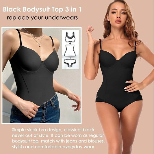 Shapewear-Bodysuit med Behå – Rynkad, Smalande & Justerbar Midja – Smid Passform & Komfort ✨