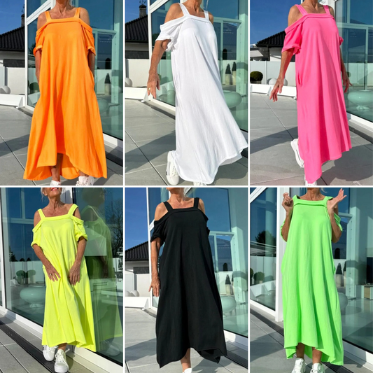 🔥Maxiklänning med Kala Axlar för Kvinnor 👗✨