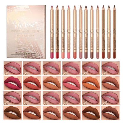 👄 50 % RABATT! 💄 Set med 12 färger av smetfria läppennor – Hållbara, krämiga och vattenfasta – perfekta för vardagsbruk eller professionell sminkning 🎨