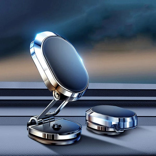 🎁 Legering vikbar magnetisk biltelefonhållare – 6 N52-magneter, 360° rotation & superhållkraft – perfekt för säker och bekväm navigering 🚗📱