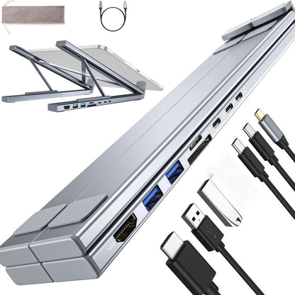 USB-C Dockningsstation med Laptopställ – 8-i-1, 4K HDMI & Snabbladdning