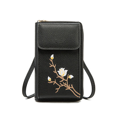 Broderad Blommig Retro Mini Crossbody-väska