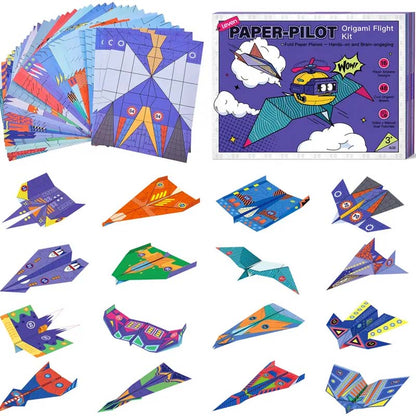 ✨ Kreativt DIY-pappersflygplan - Bygg & Kasta 10 Modeller, Pedagogisk STEM-leksak för Barn 6-12 År 🎯🧠
