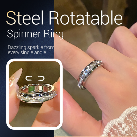 💍 Köp 1 få 1 gratis ✨ ROTERANDE TITANRING - Zirkoniumkristall och antistressdesign, justerbar och lätt, elegant present till honom/henne 🌟🛒