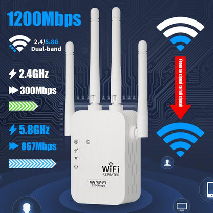 2026 NY🔥49% Sista Chans｜WiFi-förstärkare 1200Mbps Dual Band Hela Huset