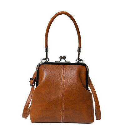 👛 Kiss lock-väska för kvinnor med handtag på toppen – vintage spänne, två bäralternativ & hållbart PU-läder – perfekt för vardag och fest ✨