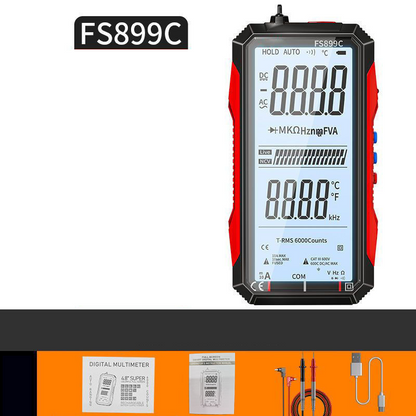 ⏰USB-laddningsbar digital multimeter – True RMS, automatiskt områdesvärde, bakgrundsbelyst LCD-display, KAT III 1000V 🛡️