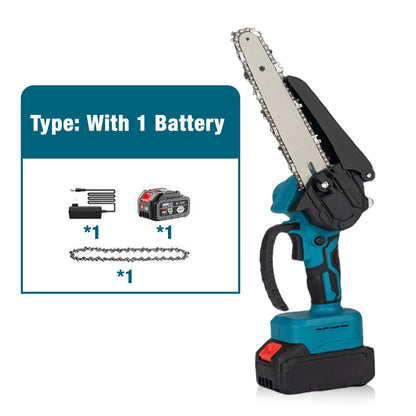 6‑tums sladdlös minimotorsåg med 2 batterier – kraftfull, lätt & ergonomisk – perfekt för ved, beskärning och trädgårdsarbete 🌲⚡