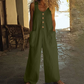 👖Ärmlös Damoverall Med Vida Ben Och Fickor – Sval, Chic & Bekväm👗