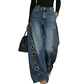 💥 53% RABATT 👖 Komfortabla vida jeans med dekorativa ringar ✨ Modern design, mjukt material & perfekt för alla tillfällen 🌸