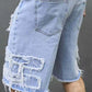 Slitna Jeansshorts för Herr med Fransiga Detaljer