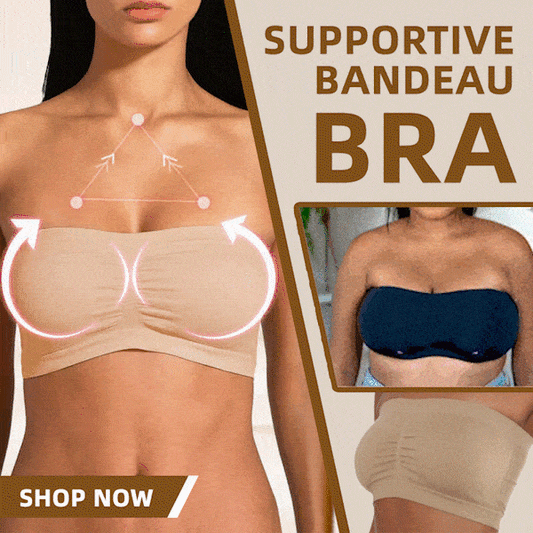 💐 Stödjande Bandeau-BH – Trådlös fast support, sömlös stropplös design, mjukt stretchtyg, halkfritt silikonband, bekväm för dagligt bruk & sommarantresor ✨