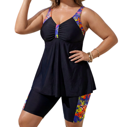 🌺 Tankini-set med shorts – magkontroll, snabbtorkande & smickrande passform – njut av stranden med självförtroende 🌊
