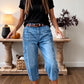 ✨ Korta stretchiga jeansbyxor för dam – Barrel-passform & mjuk denim – Avslappnad & bekväm – perfekt för vardagen eller lediga dagar 🌿🌸