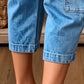 ✨ Korta stretchiga jeansbyxor för dam – Barrel-passform & mjuk denim – Avslappnad & bekväm – perfekt för vardagen eller lediga dagar 🌿🌸