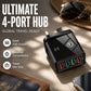 🔌 4-Port USB Charger Adapter – ultimat 4-portars hub, premiumbygge & stabilt energiflöde – perfekt för resor, kontor och hemmet ⚡✨