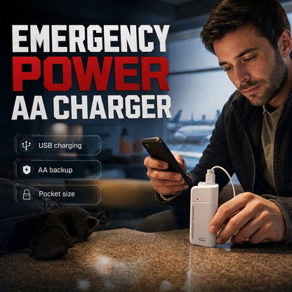 📱 Portabel Nödladdare med AA-batterier & LED-ficklampa – Praktisk Reservström När Du Behöver Den 🔦