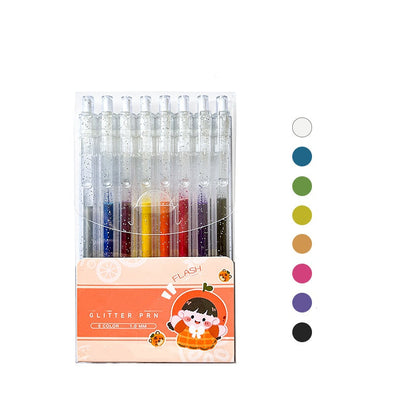 🎨Retractable Glitter Gel Pen Set – livfullt glitterbläck, snabbtorkande & tunn spets – perfekt för journaling, teckning och kreativa projekt ✨🖊️