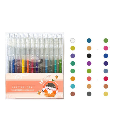 🎨Retractable Glitter Gel Pen Set – livfullt glitterbläck, snabbtorkande & tunn spets – perfekt för journaling, teckning och kreativa projekt ✨🖊️