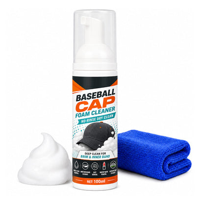 🧢50% RABATT NU! Skölj­fri Skumrengöring för Keps, Djuprengörande Skumspray för Hattar, Svettfläck- & Dammborttagare för Basebollkepsar, Snabbtorkande Kepsvård