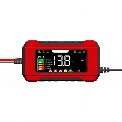 🔋Smart bilbatteriladdare med 9-stegsladdning & LCD-skärm🛡️