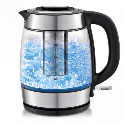 ⚡ 2L elektrisk vattenkokare i glas – stor kapacitet, automatisk avstängning & överhettningsskydd – perfekt för te och kaffe 🏠