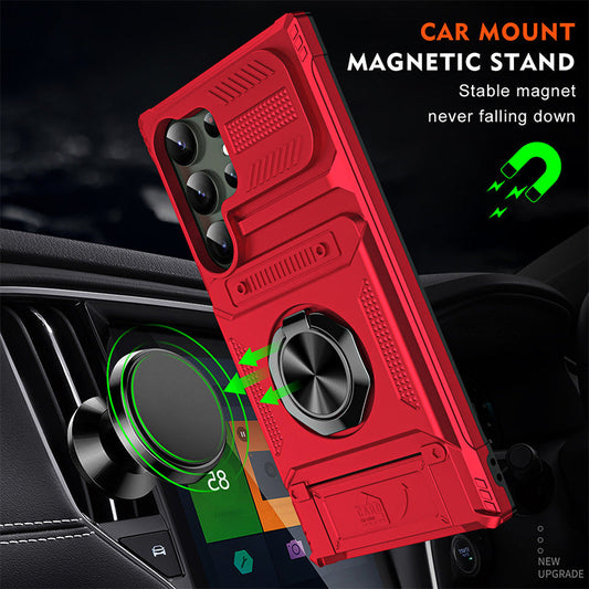 Samsung telefonfodral med korthållare & magnetiskt ringställ
