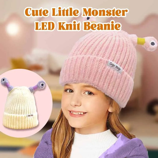 Vinter förälder-barn söt glödande lilla monster stickad hatt